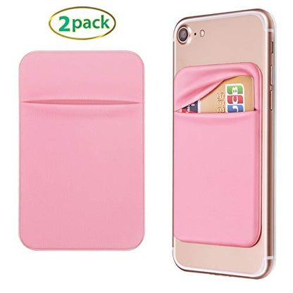 OBVIS Cell Phone Card Holder Stick On Wallet Sleeve, Pink, 2 Pack - color: Pink