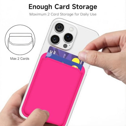 oakxco Magnetic Phone Wallet Stick On, Secure Phone Card Holder Silicone Compatible with Magsafe, Adhesive Pocket Sleeve ID Credit Card, Slim Thin Card Case, Compatible with iPhone Samsung, Hot Pink - color: Hot Pink
