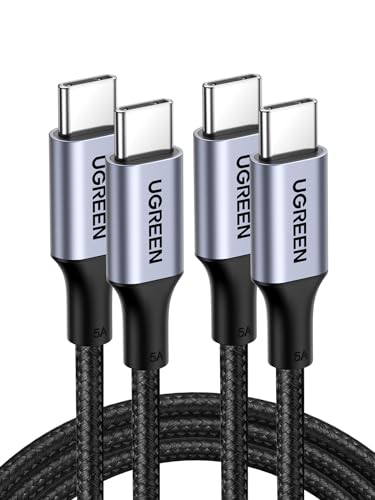 UGREEN 100W USB C to USB C Cable, Fast Charging, 2-Pack, 3.3ft, Black - size: 3.3FT