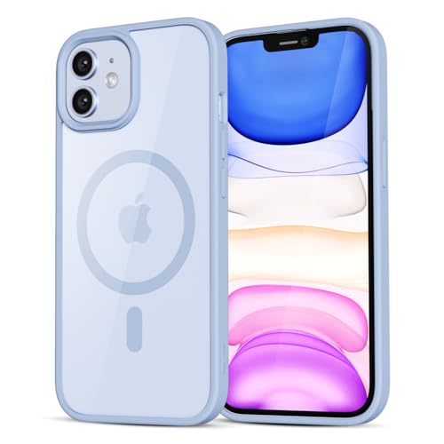 LoeoeL for iPhone 11 Case Clear Mag Safe, Ultra Thin Slim Cover Magnetic Compatible with Magsafe Phone Case for Women Men Girl, Cute Soft TPU Silicone & Transparent Hard Plastic, Light Blue - color: Light Blue, size: 11
