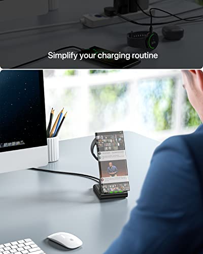 Intoval Wireless Charger,Wireless Charging Station for Samsung Galaxy Phone/Watch/Buds,fit for Galaxy S25/S24/S23/S22,Note20/10/Z Fold/FLI,Watch 8/7/6/5/4/Active 2/1, Buds3/2/Pro/Live(S3,Black)
