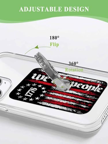 American Flag Phone Grip Rustic 1776 We The People Patriotic Black Phone Ring Holder Finger Grip Kickstand 360° Rotation Compatible with Most Cell Phones, Tablets and Cases, 1Pcs Rectangular - size: 1Pcs Rectangular