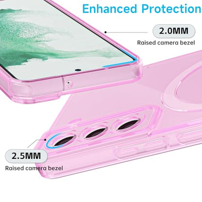 Svanove for Samsung Galaxy S22 Plus Case Clear Compatible with Magsafe Silicone, Transparent Thin Magnetic Mag Safe Case Cute, Girly Aesthetic Trendy Slim Hard Camera Cover Protection, Light Pink - color: Clear Pink, size: S22 Plus