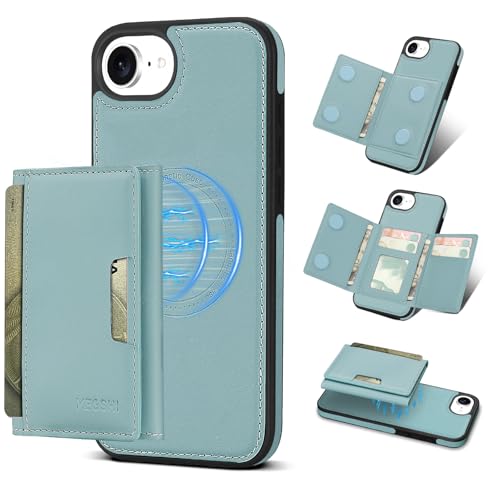 for iPhone 16e / iPhone 17e Wallet Case, 2-in-1 Detachable Phone Case, Card Holder RFID Blocking, Fashionable Faux Leather Card Slot & Folding Design (Blue 6.1'') - color: Blue, size: iPhone 16E