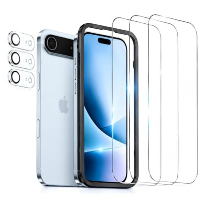 Screen Protector for iPhone 17 Air, 3-Pack Tempered Glass with Camera Lens Protectors, 9H Hardness HD Clear Scratch Resistant Case Friendly Easy Install - size: iPhone 17 Air