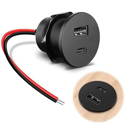 RV 12V USB Outlet Alumium Charger, 48W PD and QC Cigarette Lighter Replacement, 12 Volt Socket No Light, Flush Mount USB Port for for Trailer Camper Van Car Boat 24V - color: 1Pcs