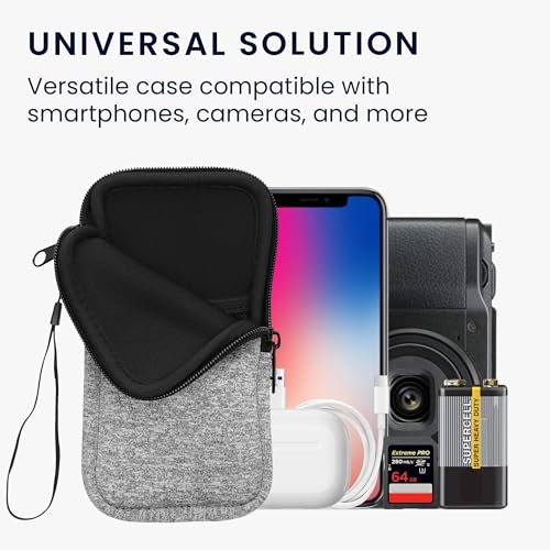kwmobile Universal Phone Pouch Size XXL - 7" - Neoprene Smartphone Pouch with Zip - Water-Repellent Mobile Phone Case - Sleeve in Light Grey/White - color: light grey / white, size: XXL - 7"