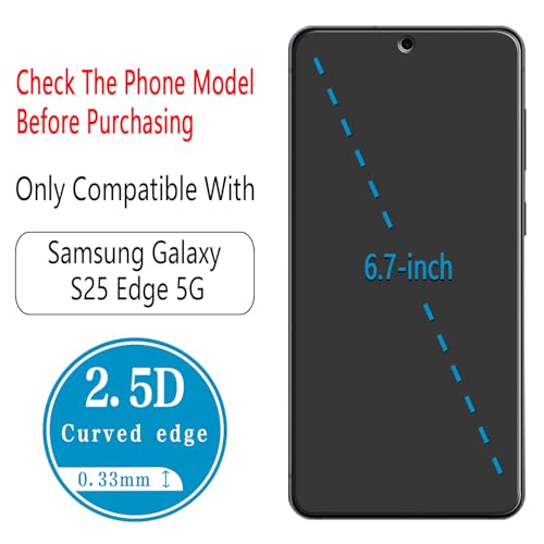 Screen Protector for Samsung Galaxy S25 Edge Tempered Glass - color: Clear-Galaxy S25 Edge