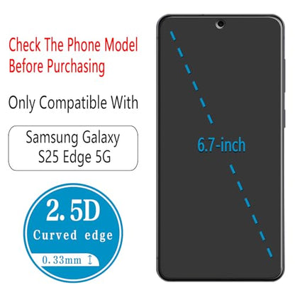 Screen Protector for Samsung Galaxy S25 Edge Tempered Glass - color: Clear-Galaxy S25 Edge