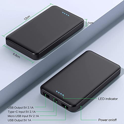 [2 Pack]Portable Charger Power Bank 10000mAh,Ultra Slim Portable Phone Charger with USB C Input & 2 Output Backup Charging External Battery Pack Compatible with iPhone 16/15/14/13/12,Android Phone etc - color: Matte Black+Black