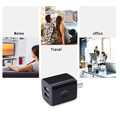 Charger Box, Charging Cube 5 Pack,Dual USB Wall Charger 5V 2A Power Adapter - color: Black-5