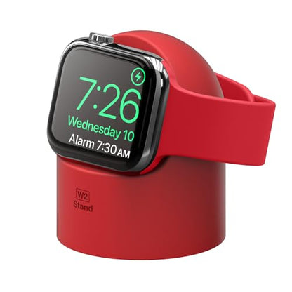elago W2 Charger Stand Compatible with Apple Watch Series Ultra3/Ultra2/Ultra/11/10/9/8/7/6/5/4/3/2/1/SE3/SE2/SE1 (49mm, 46mm, 45mm, 44mm, 42mm, 41mm, 40mm, 38mm) - color: Red