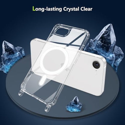 Magnetic Case for iPhone 16E/iPhone 17E 6.1" Clear Crossbody Case with Adjustable Shoulder Neck Lanyard Strap,Compatible with Magsafe,Soft Slim Bumper Shockproof Protective Phone Cover-Black - color: Black, size: iPhone 16E/iPhone 17E