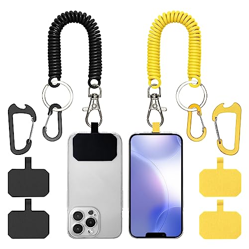 HOTEMIA Phone Tether Lanyard Anti Theft Phone Strap with Carabiner Anti-Drop Outdoor Skiing Hiking Cycling Fishing Climbing fit iPhone and Most Cell Phone (Black+Yellow) - color: Black+Yellow