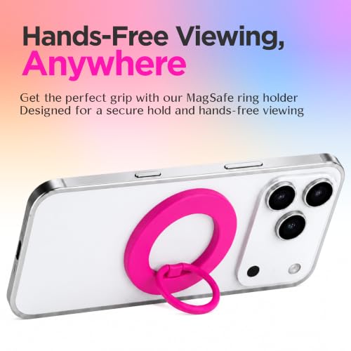 FELONY CASE - Neon Pink Ring Grip and Stand - Version 2.0 - Improved Stronger Magnet, Magnetic Phone Ring Holder for MagSafe Compatible iPhone 17,16, 15, 14, 13, 12, Pro Max, Air - Drop Protection - color: Neon Pink