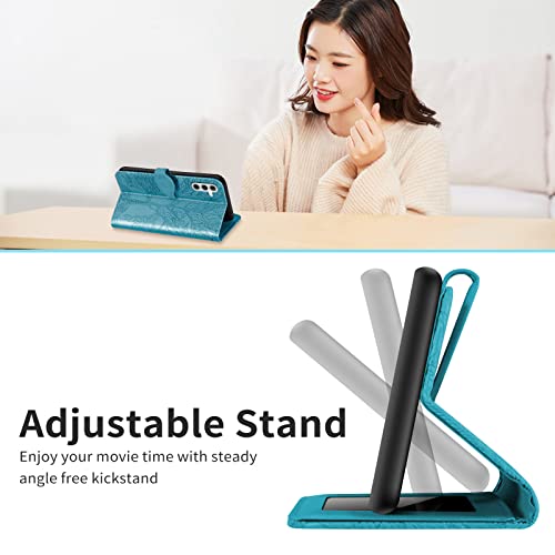 Wallet Case for Samsung Galaxy A13 5G 2021 with Card Holder/Slot,Leather Flip Folio Stand Shell Magnetic Closure Wrist Strap Kickstand Phone Case(Galaxy A13 5G 6.5 inch) Turquoise - color: Turquoise, size: Samsung Galaxy A13 5G