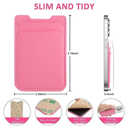 Fulgamo Phone Wallet Stick on,Card Holder for Phone Case,Phone Card Holder - color: Hot Pink,Purple,Nude