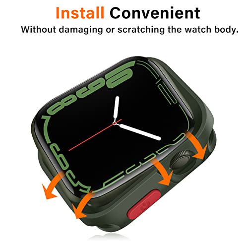 Amizee Rugged Case Compatible with Apple Watch Case Series 9/8/7 41mm SE 3/2/1 Series 6/5/4 40mm, Soft TPU Shockproof Bumper Drop Proof Protective Cover Compatible with iWatch - Army Green - color: Army Green, size: 40mm/41mm