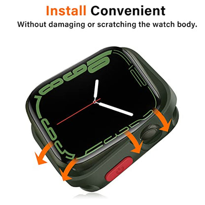 Amizee Rugged Case Compatible with Apple Watch Case Series 9/8/7 41mm SE 3/2/1 Series 6/5/4 40mm, Soft TPU Shockproof Bumper Drop Proof Protective Cover Compatible with iWatch - Army Green - color: Army Green, size: 40mm/41mm