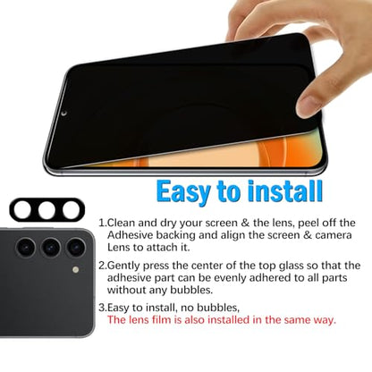 Slanku Privacy Tempered Glass for Samsung Galaxy S23 Plus Screen Protector - size: samsung s23 plus
