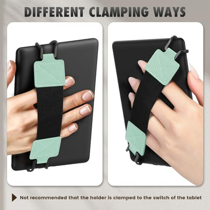 MoKo Security Hand-Strap for 6-8" Kindle eReaders Fire Tablets,Agave Green - color: B-lychee-pattern Tequila Green, style: Black Strap