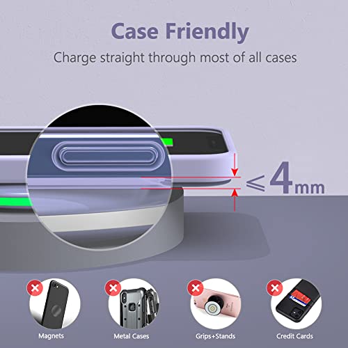 Yootech Wireless Charger,10W Max Wireless Charging Pad(No AC Adapter) | Compatible with iPhone 17/17 Pro/17 Pro Max/Air/16/15/14/13/SE 2022/12/11,Samsung Galaxy S25/S24/S23,for AirPods Pro 3 - color: Clove Purple