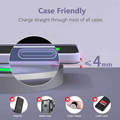 Yootech Wireless Charger,10W Max Wireless Charging Pad(No AC Adapter) | Compatible with iPhone 17/17 Pro/17 Pro Max/Air/16/15/14/13/SE 2022/12/11,Samsung Galaxy S25/S24/S23,for AirPods Pro 3 - color: Clove Purple