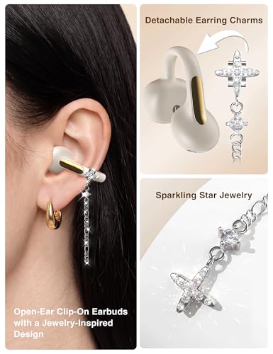 Open Ear Headphones with Dangling Star Jewelry Earrings