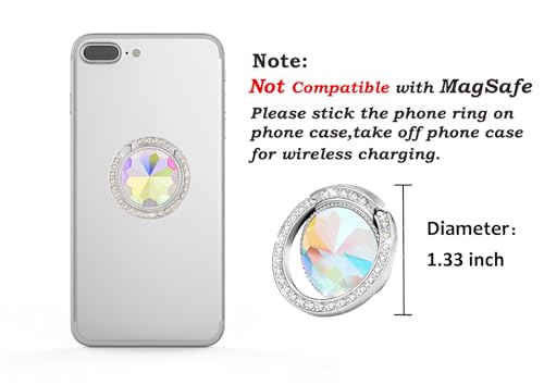 Glitter Bling Bling Phone Ring Holder,Sparkle Phone Ring Grip Artificial Diamond Stand,Rhinestone Cell Finger Ring for Phones,Pad(Silver) - color: Silver