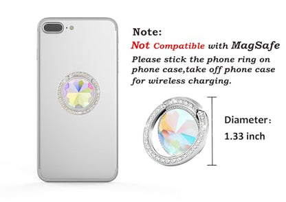 Glitter Bling Bling Phone Ring Holder,Sparkle Phone Ring Grip Artificial Diamond Stand,Rhinestone Cell Finger Ring for Phones,Pad(Silver) - color: Silver