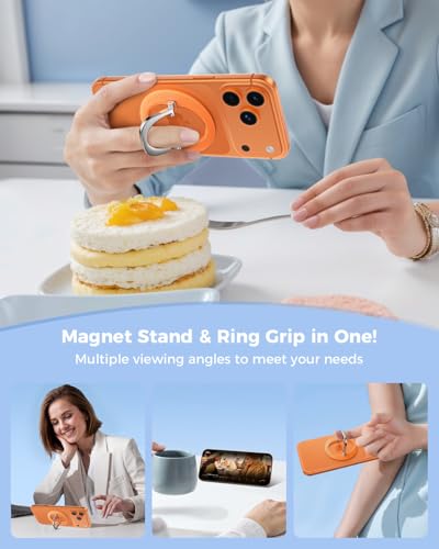SUPERONE for MagSafe Phone Grip, Adjustable Magnetic Phone Ring Holder - color: Orange