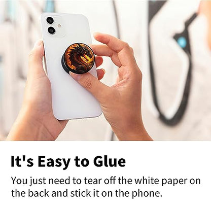 [2 Pack] Cell Phone Grip with Expanding Kickstand, Flame Dragon - color: Flame Dragon