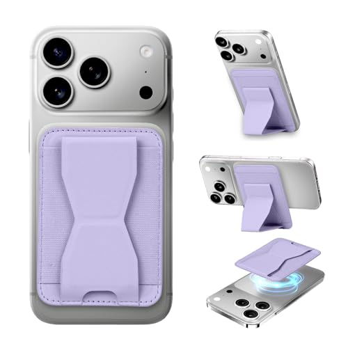 for MagSafe Wallet with Stand Grip, 5 Card Holder for iPhone - color: Lavender