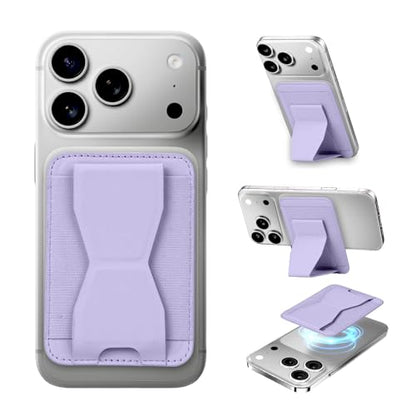 for MagSafe Wallet with Stand Grip, 5 Card Holder for iPhone - color: Lavender