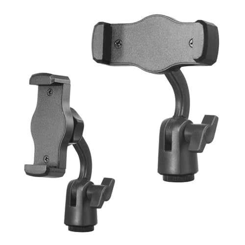 2 Pack Boom Arm Phone Holder Clip Adapter with 5/8 inch and 1/4 inch Screw Socket Mount Phone Clamp Bracket for Smartphones