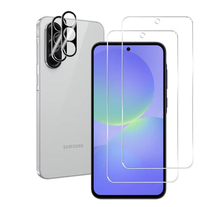 BIGFACE Galaxy A36 Tempered Glass Screen Protector + Camera Lens Protector [2 + 2 Pack][Case Friendly][Anti-Scratch][Ultrasonic Fingerprint Unlock] HD Protective Film for Samsung Galaxy A36 - size: Galaxy A36 (6.7")