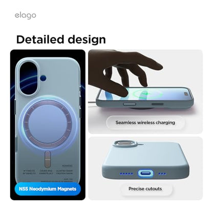 elago Premium Magnetic Silicone Case for iPhone 17 Sky Blue | Compatible with MagSafe, Liquid Silicone Material, Protection, Shockproof, Slim Phone (Sky Blue) - color: Sky Blue, size: iPhone 17