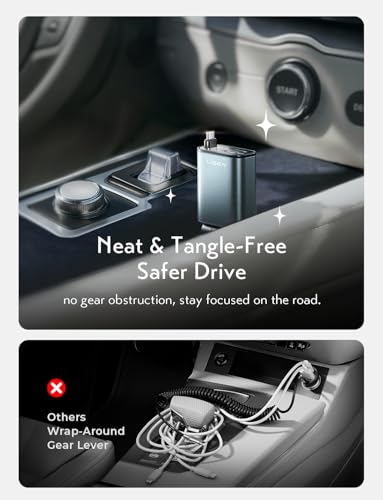LISEN 72W Retractable Car Charger Ultra-Compact USBC Fast Car Charger - color: 1C Cable-Silver