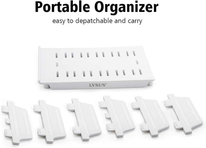 Adjustable Phone Stand Holder Dock Mobile Phone Tablet Organizer Multi Device Universal Desktop Stand Rack for iPhone Samsung Kindle Fire Tablet and Most Electronics Devices-No Charging Port (S-White) - color: S-White