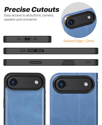 OCASE for iPhone Air Detachable Wallet Case with Card Holder, 2 in 1 PU Leather Flip Folio with RFID Blocking Stand Wrist Strap Shockproof Phone Cover 6.5 Inch 2025, Light Blue - color: Light Blue, size: iPhone Air