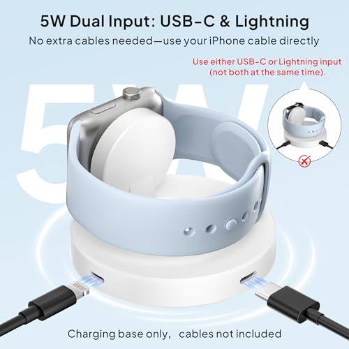 Elebase for Apple Watch 12 Charger Puck,Fast USBC iWatch Charging Dock - color: White