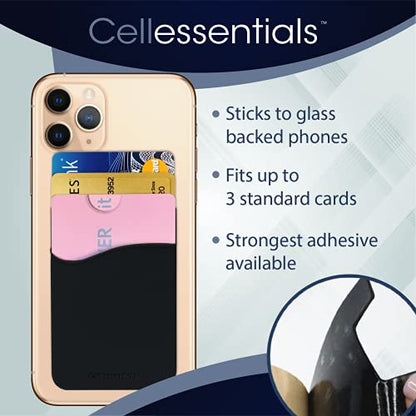 USA Merchant Redesigned Card Holder - Silicone Stick on Cell Phone Wallet with Pocket for Credit Card ID Business Card - iPhone Android & Smartphones (White, Grey, Pink, Black, Navy) - color: White, Grey, Pink, Black, Navy