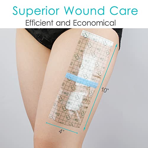 50 Pcs Waterproof Shower Protector Bandage 4"x10" for Post Knee Replacement Hip Surgery Long Surgical Incision Larger Wounds Cover C-Section Transparent Film Clear Adhesive Dressing Bath Patch - size: 4x10 Inch (Pack of 50)