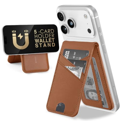 for MagSafe Wallet Magnetic iPhone Card Holder with Adjustable Stand, Brown - color: Brown