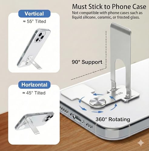Phone Slim Stand Thin Kickstand for iPhone Phone Case Sliver 1-Pack - color: Sliver