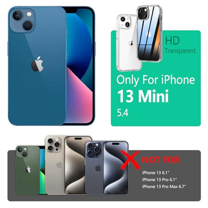 ONES for iPhone 13 mini Slim Case Clear, [PC + TPU Hybrid][Military-Grade Drop Protection][Anti-Yellowing], Shockproof Silicone Hard Cover, Transparent Case - color: HD Highly Clear, size: iPhone 13 mini