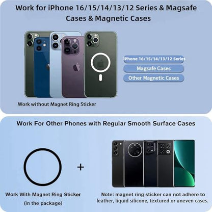 Magnetic Phone Ring Grip for MagSafe Phone Grip Finger Ring Holder Stand - color: U-Black, size: U