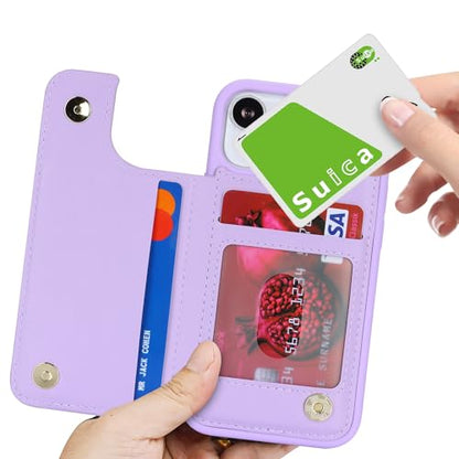 iCoverCase Compatible with iPhone 13 Mini Case with Card Holder, Wallet Phone Case for Women Men RFID Blocking PU Leather Protective Case 5.4 Inch (Light Purple) - color: Light Purple