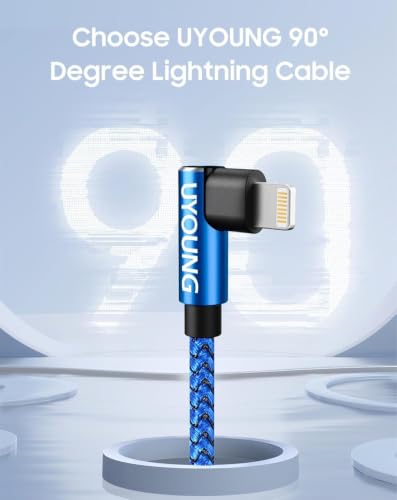 Right Angle iPhone Charger [Apple MFi Certified] iPhone Cable 10 FT, 2 Pack - color: Blue, size: 10FT