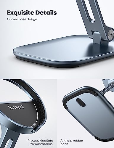 Lamicall Phone Stand for Apple 15W MagSafe Charger - Collasple Adjustable Charging Holder Dock Cradle for Desk, Compatible with Airpods, iPhone 16 15 14 13 12 Plus, Pro, Pro Max, Grey [Stand Only] - color: Grey - Stand for 15W Old Charger